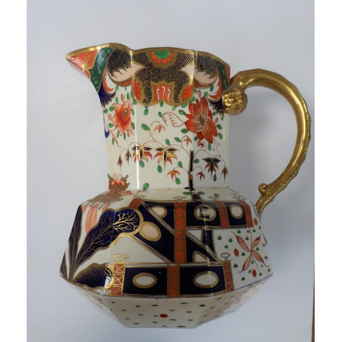 169 - Fine quality, unmarked Victorian water jug decorated extensively in Imari style pattern,

25 cm high