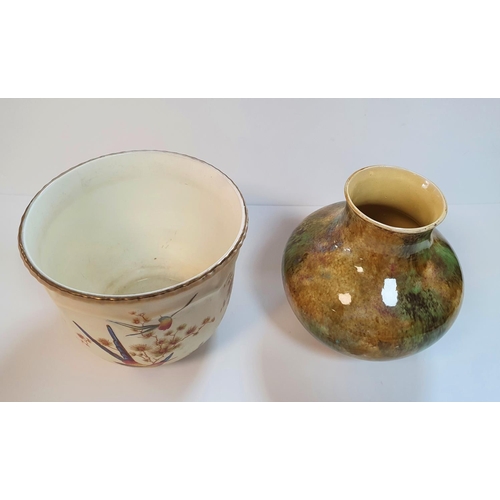 173 - Collection of 4 items to include Crown Ducal blushed nature pceramic plant pot, a lustre crackle vas... 