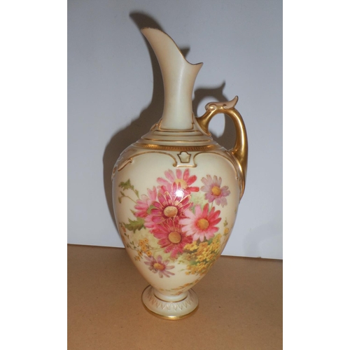 177 - A Royal Worcester blush ivory ewer, decorated with floral sprays, shape number 1745, c1900, height 2... 