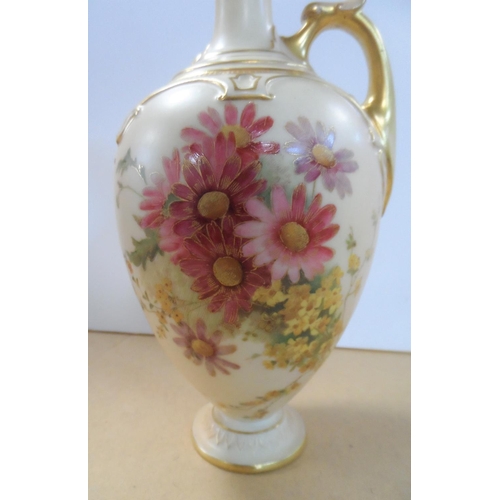 177 - A Royal Worcester blush ivory ewer, decorated with floral sprays, shape number 1745, c1900, height 2... 
