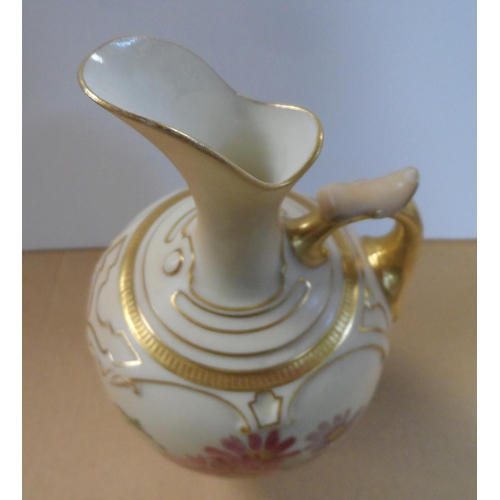 177 - A Royal Worcester blush ivory ewer, decorated with floral sprays, shape number 1745, c1900, height 2... 