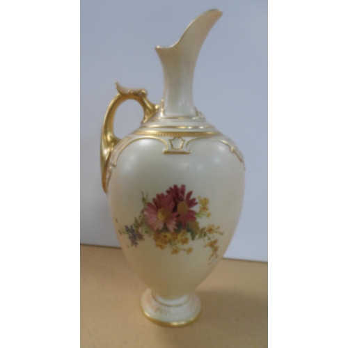 177 - A Royal Worcester blush ivory ewer, decorated with floral sprays, shape number 1745, c1900, height 2... 