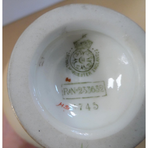 177 - A Royal Worcester blush ivory ewer, decorated with floral sprays, shape number 1745, c1900, height 2... 