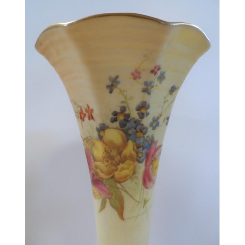 178 - Royal Worcester blush spill vase decorated with wild summer flowers, circa 1895, height 23 cm,

Appe... 