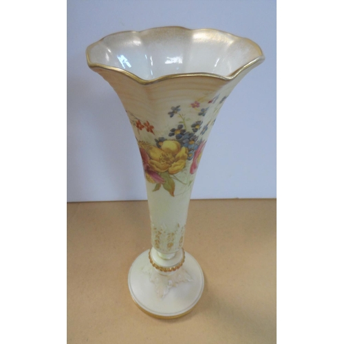 178 - Royal Worcester blush spill vase decorated with wild summer flowers, circa 1895, height 23 cm,

Appe... 