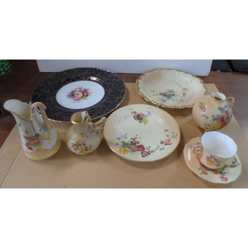 180 - Eight various pieces of Royal Worcester, mainly blush ivory examples (8)

One plate signed 