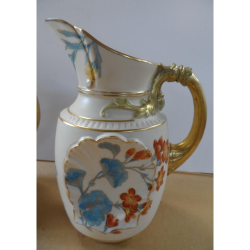189 - Pair of Royal Worcester jugs, circa 1892, shape number 1437, height 16 cm,

Condition - both jugs ap... 