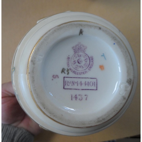 189 - Pair of Royal Worcester jugs, circa 1892, shape number 1437, height 16 cm,

Condition - both jugs ap... 