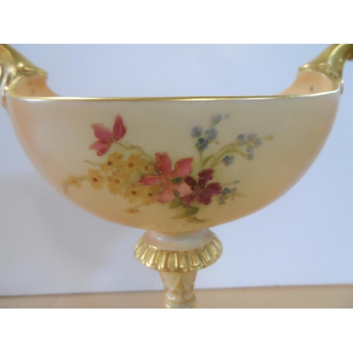 191 - Royal Worcester blush pedestal vase, decorated in wild summer flowers, circa 1908, shape number 280,... 