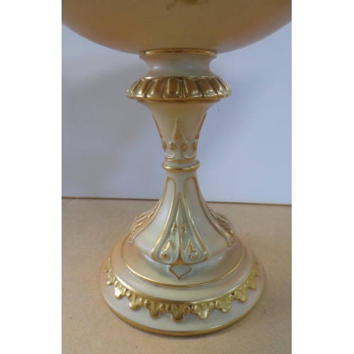 191 - Royal Worcester blush pedestal vase, decorated in wild summer flowers, circa 1908, shape number 280,... 