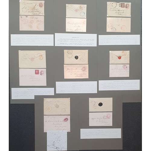 259 - set of 10 old pre-paid or paid QV envelopes, some with facsimile backs, all with related information... 