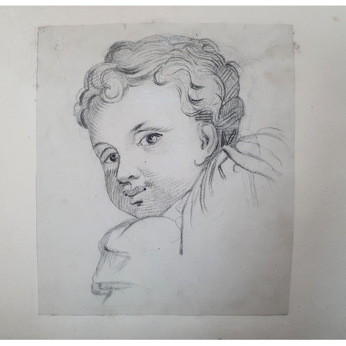 263 - Rare Victorian acrapbook containing watercolours (1 a rare w/c of a well-dressed coloured lady), dra... 