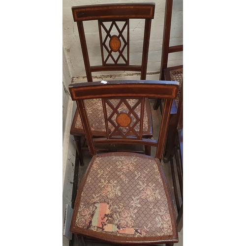 506 - Pair of Edwardian, finely inlaid wooden chairs (2)