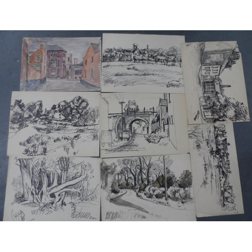 571 - Noel R. BRANNAN (1921-2001), collection of 8 watercolours & pen drawings, all unframed,

Approx size... 