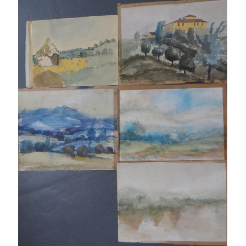 556 - Five unsigned 1960s watercolours, all unframed (5)