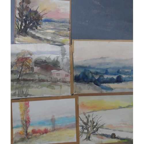 557 - Five unsigned 1960s watercolours, all unframed (5)