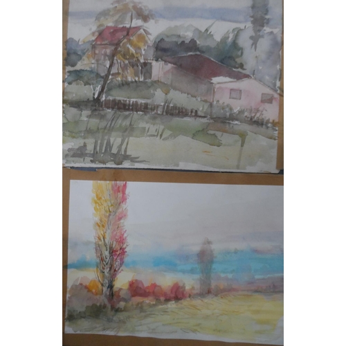 557 - Five unsigned 1960s watercolours, all unframed (5)