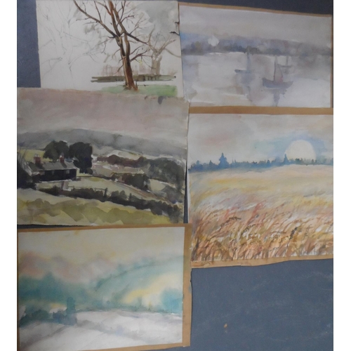 558 - Five unsigned 1960s watercolours, all unframed (5)