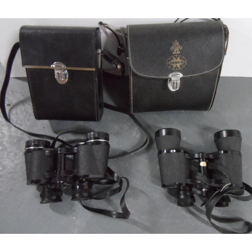 8 - Pair of Tasco 8 x 40 cased binoculars together with another vintage pair of 8 x 30 cased binoculars ... 