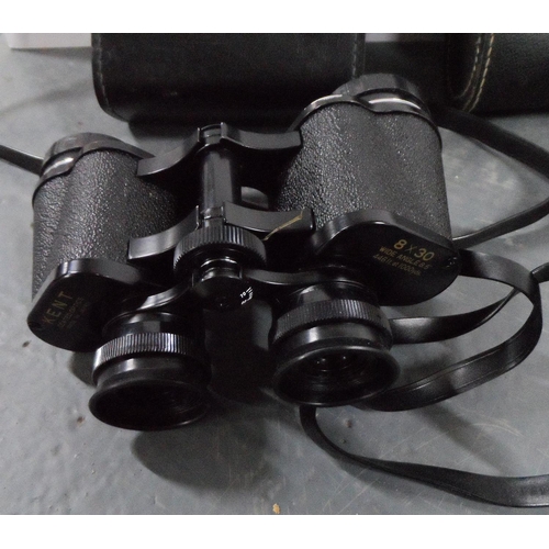 8 - Pair of Tasco 8 x 40 cased binoculars together with another vintage pair of 8 x 30 cased binoculars ... 