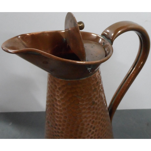 233 - Vintage, Joseph Sankey & Co, beaten copper, open-ended jug (28cm tall)