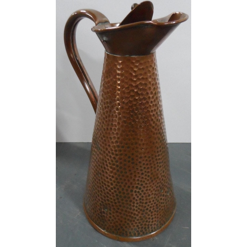 233 - Vintage, Joseph Sankey & Co, beaten copper, open-ended jug (28cm tall)