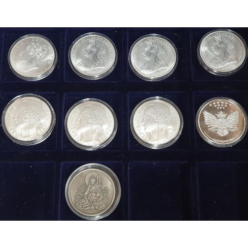 27 - Collection of 9 replica coins to include copies of young head Victoria coins & Buddhist temple token... 