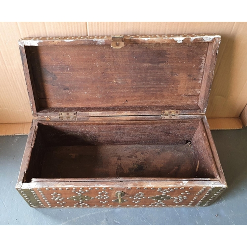 146 - Lovely vintage metal studied Japanese wooden traveling chest with metal side handles 

52cm x 22cm x... 