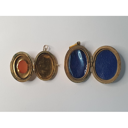 73 - Two antique lockets, one with a cameo which is 9ct gold B&F together with a rolled gold example (2)