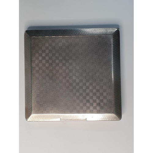 63 - Superb Birmingham 1926 heavy silver cigarette case, adjourned to the front with a risqué enamelled p... 