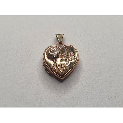 84 - 9ct yellow gold heart shaped pendant, inscribed 