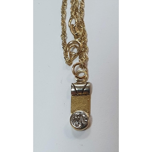 109 - Italian 14ct gold chain & pendant with a single, round cut diamond, 0.25ct,

The chain is 44 cm long... 