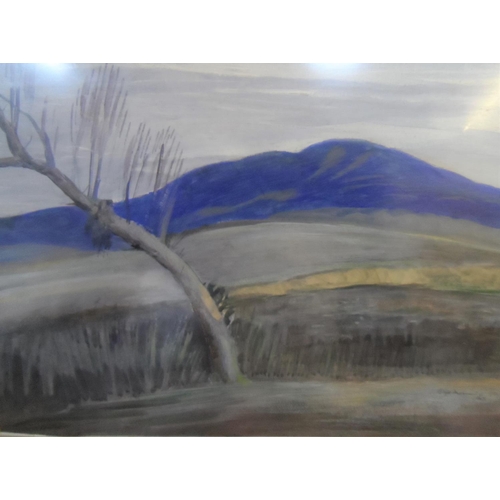 568 - Attributed to Robert Boyd MORRISON (1896-1969) mixed media, modernist, baron landscape, signed, fram... 