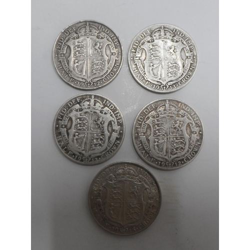 175 - 5 George V half crowns (5)