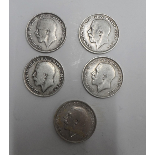 175 - 5 George V half crowns (5)