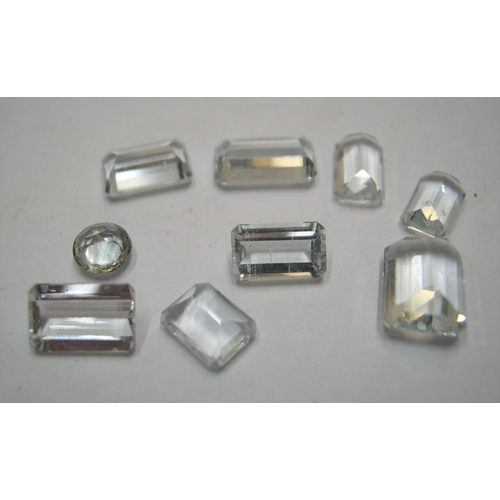 134 - 9 aquamarine, various cuts, approx 10.5ct