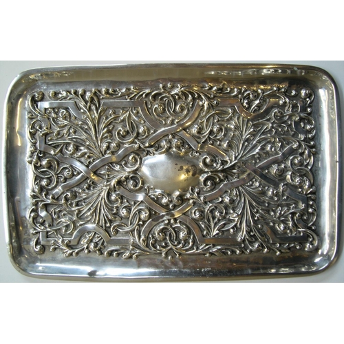 66 A - ornate 1912 sterling silver tray by Williams of Birmingham

approx 254 grams,                 19 x 3... 