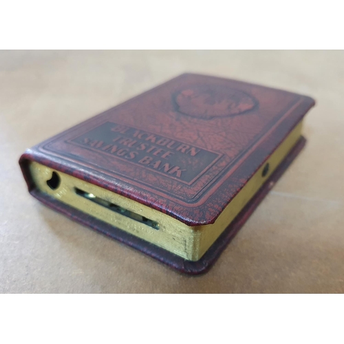 40 - Blackburn Trustees saving bank, early metal 20thC savings box in its original box