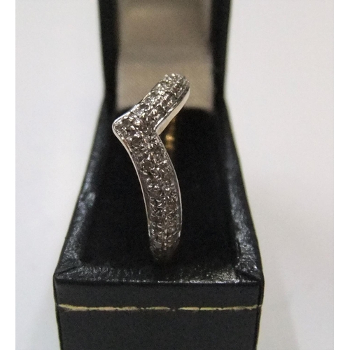 446 - 9ct yellow gold, diamond wishbone ring

Approx 2 grams gross,           size P