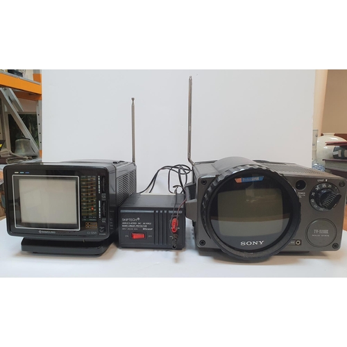 477 - A vintage Sony TVS II VK TV transmitter with a Samsung CL-125R Portable TV together with a Skiptech ... 
