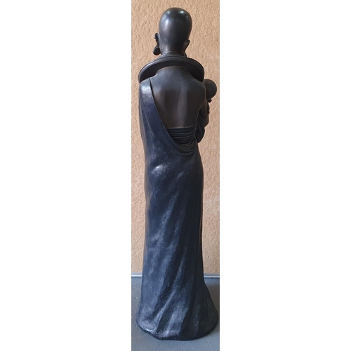 501 - Large resin figurine statue of an African lady and child by the Leonardo Collection, 

80 cm tall