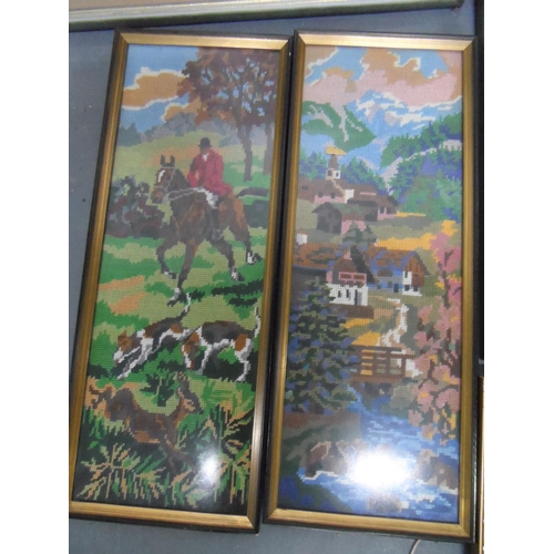 513 - Collection of 20thC framed prints & 2 framed embroideries (8)