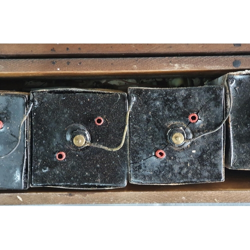 533 - Early 20thC collection of 6 matching batteries housed in their original purpose built box,

71 cm lo... 