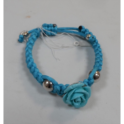 534 - Ladies bracelet with turquoise carved rose & silver balls