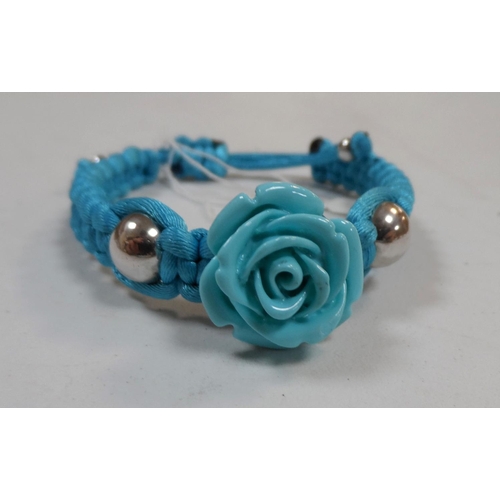 534 - Ladies bracelet with turquoise carved rose & silver balls