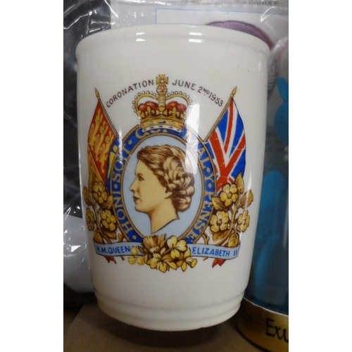 545 - Collection of items to include a 1953 QEII coronation cup, a compass, Titanic DVD box set etc