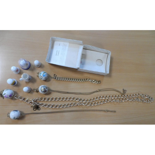 546 - Collection of ceramic thimbles & chained Pomander jewellery (Qty)