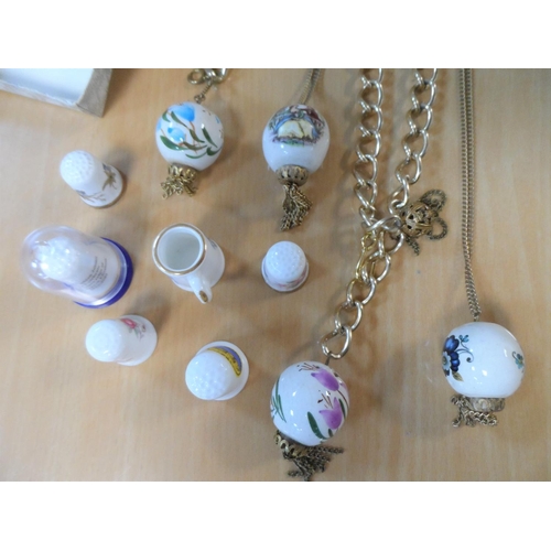 546 - Collection of ceramic thimbles & chained Pomander jewellery (Qty)