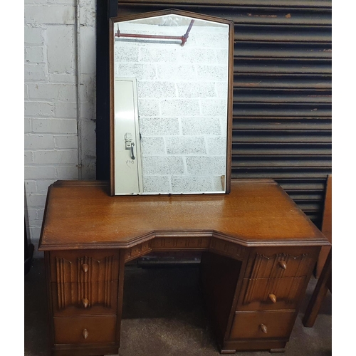 403 - Edwardian bedroom suite consisting of double bed (no mattress) sideboard, drawers with fold out mirr... 