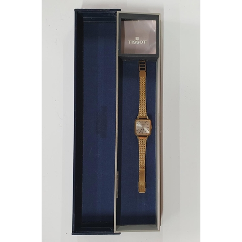 89 - Ladies square faced Tissot wrist watch with original case